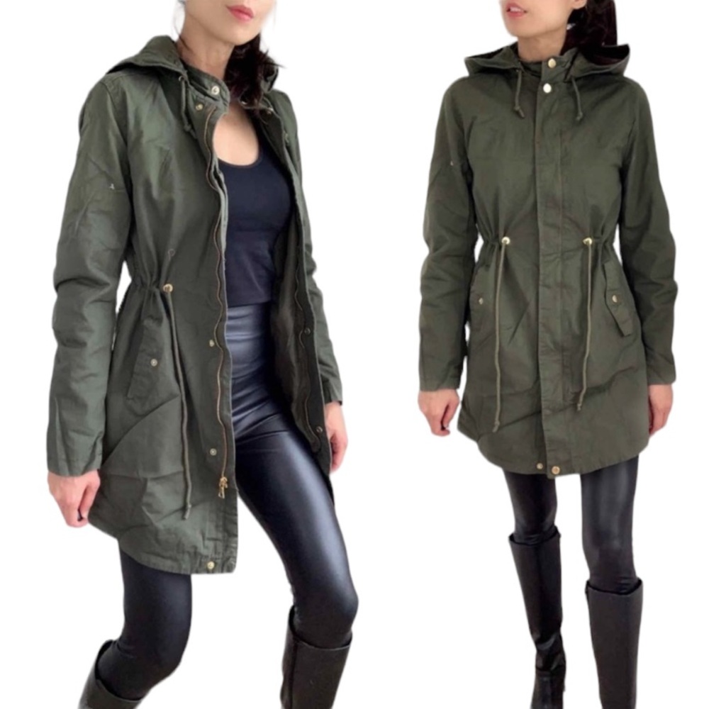 OLIVE UTILITY HOODED POCKETED JACKET  - MINOR DEFECT